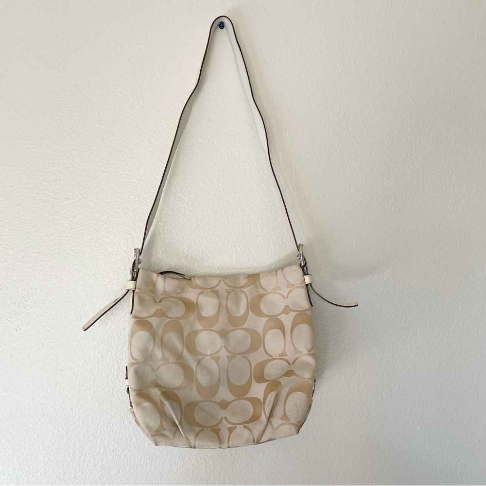 Coach Soho Signature Duffle Shoulder Bag Tan/ Gold